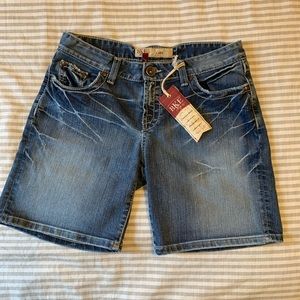 Buckle Distress Jean Shorts